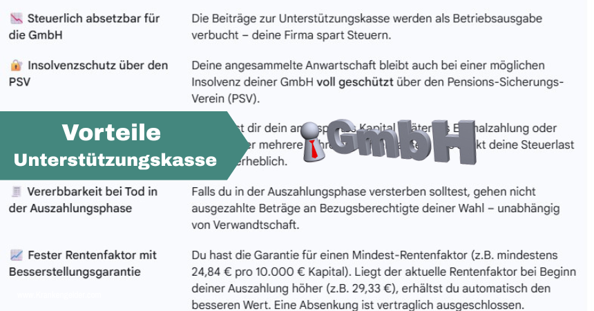 Vorteile Unterstützungskasse für GmbH Geschäftsführer